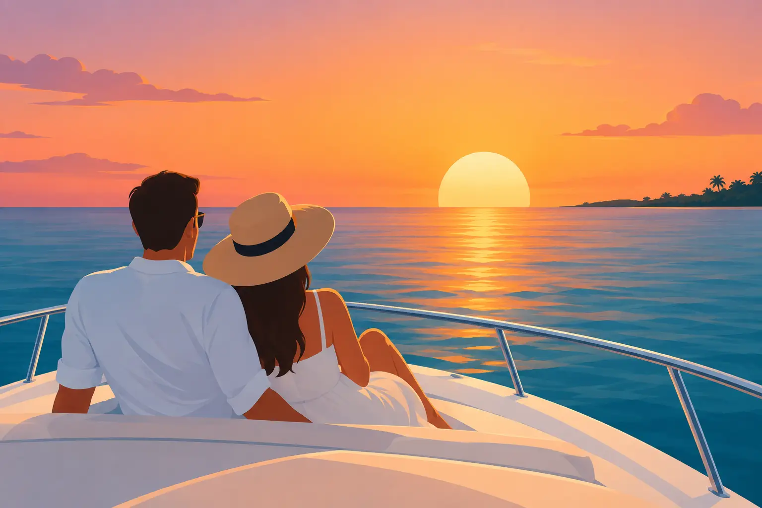 Romantic Sunset Boat Charter Cayman for Couples
